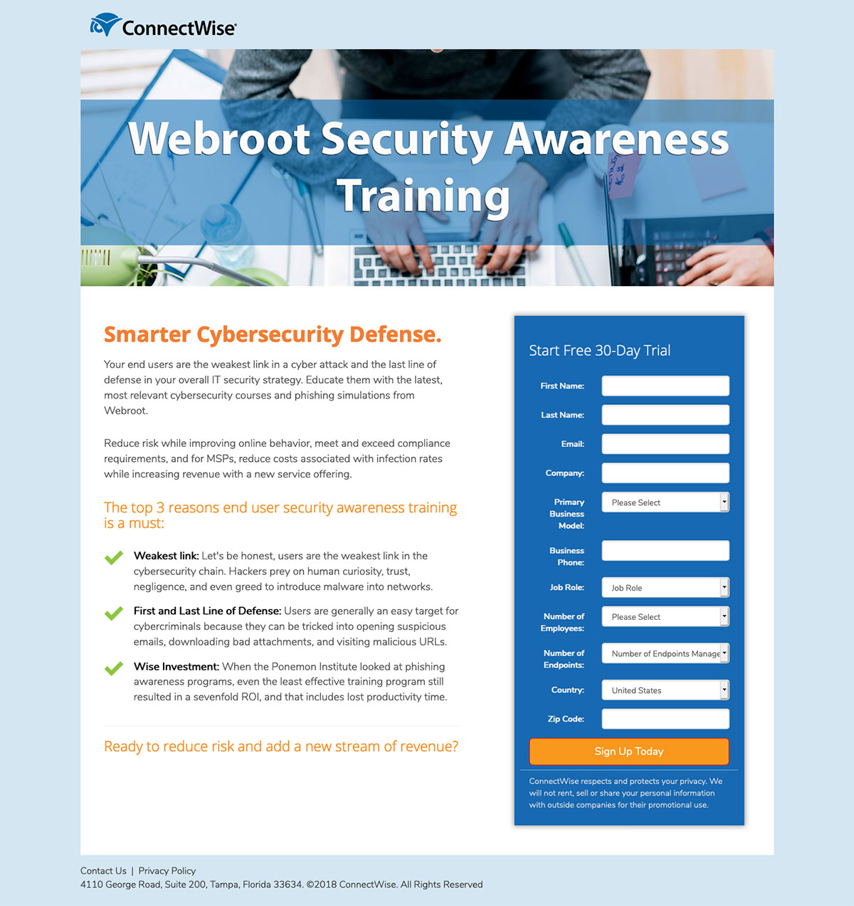 ConnectWise Landing Page